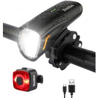 Sada cyklistických LED svetiel s USB nabíjaním - Čierna