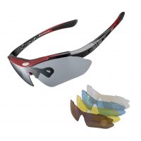 RockBros cyklistické okuliare UV400 - Čierno červené + náhradné šošovky