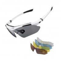 RockBros cyklistické okuliare UV400 - Biele + náhradné šošovky