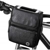Vodotesná taška na riadidlá bicykla s vreckom na mobil - Čierna