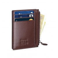Flintronic mini kožená peňaženka s RFID ochranou - Hnedá so zipsom