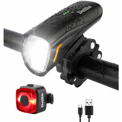 Foto - Sada cyklistických LED svetiel s USB nabíjaním - Čierna