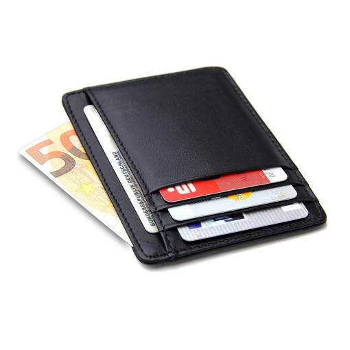Foto - Flintronic mini kožená peňaženka s RFID ochranou - Čierna