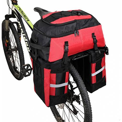 Foto - Multifunkčná taška 3v1 na zadný nosič kolesa - Červená, 70 litrov