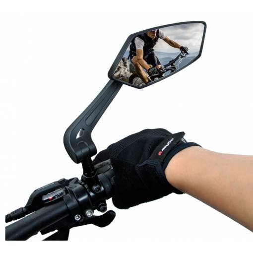 Foto - Nastaviteľné spätné zrkadlo na bicykel, e-kolobežku - Čierne ľavé