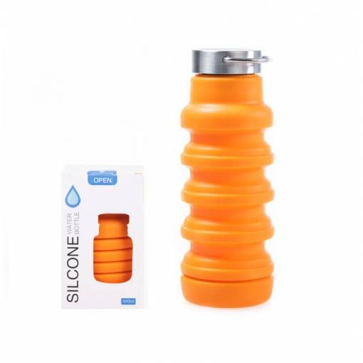 Foto - Skladacia silikónová fľaša 550 ml - Oranžová